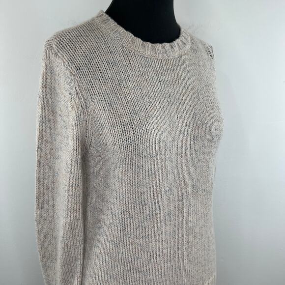 n:PHILANTHROPY Wool Alpaca Crew Distressed Knit Sweater Marble Beige Medium M - Picture 3 of 12